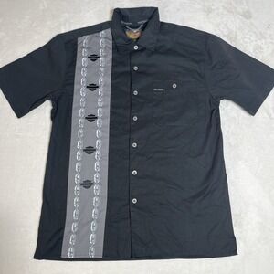 Harley-Davidson Mens Black Gray American Short Sleeve Button-Up Shirt Size M